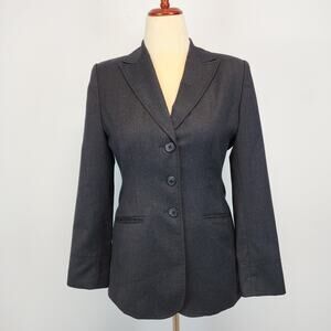Womens Blazer Size 10P Gray Wool Cashmere Career Tailored Fit Context Vintage